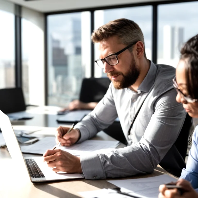 Entrepreneur consulting with legal advisor at Iusena